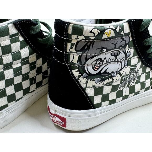 "Vans" Kids Green/White CHECKERBOARD BULLDOG High Top Sneakers Size 4.5,Skater - Picture 4 of 11